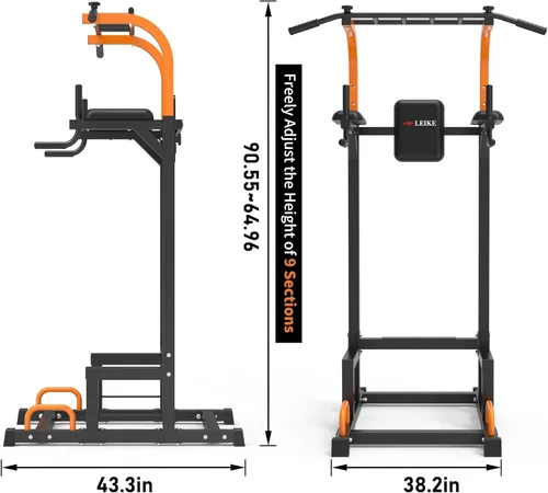 Miniatura 2 de leikefitness Equipo de ejercicio multifunción de torre de energía, estación de inmersión para dominadas, altura ajustable para gimnasio en casa
