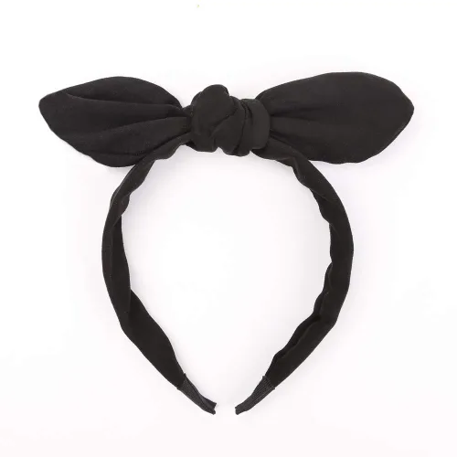 Huachi Diademas de lazo para niñas y mujeres, para Halloween, color negro, lindo turbante anudado con orejas de conejo, accesorios para el cabello