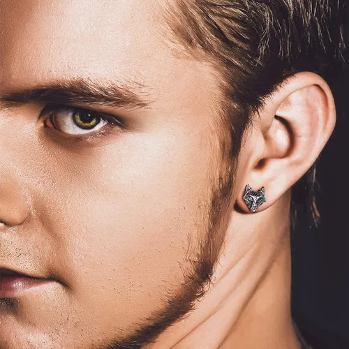 Miniatura 2 de Bandmax Aretes vikingos para mujeres y hombres, aretes de acero inoxidable, nudo celta vikingo, cruz celta, calavera de cuervo, amuleto