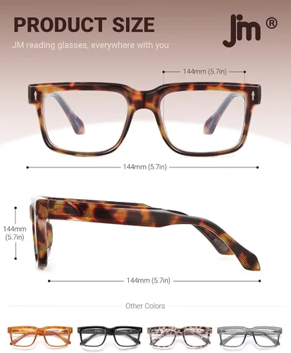 Miniatura 7 de JM Paquete de 5 lentes de lectura para mujeres y hombres, lectores de computadora cuadrados con bloqueo de luz azul, elegantes con bisagras