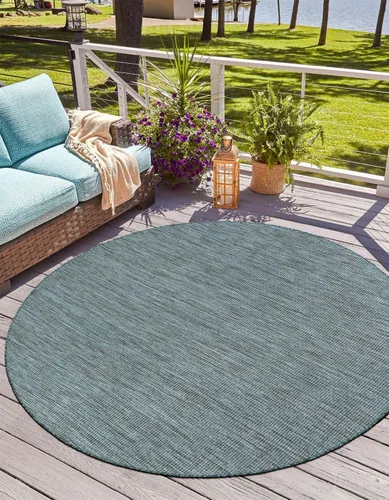 Miniatura 68 de Unique Loom Collection Alfombra de Área Plana Casual de Transición Sólida Jaspeada para Interiores/Exteriores (Pasillo 2' x 6' 1", Azul/Azul Marino)