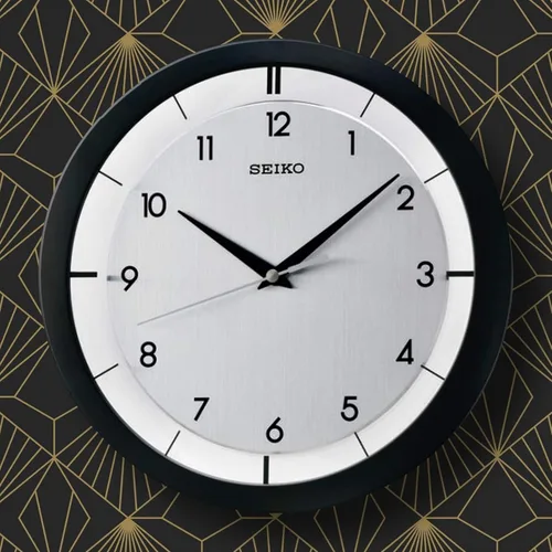 Miniatura 2 de SEIKO St James - Reloj de pared de metal cepillado de 11 pulgadas, color negro