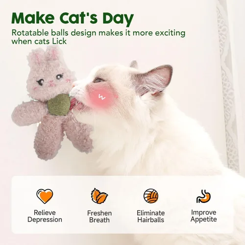 Miniatura 2 de Juguetes de felpa con hierba gatera para gatos de interior, juguetes interactivos para masticar para dentición y cuidado dental, juguete de nailon