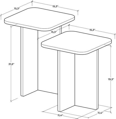 Miniatura 2 de Travertine Efect - Juego de 2 mesas auxiliares modernas, mesa auxiliar pequeña para sala de estar