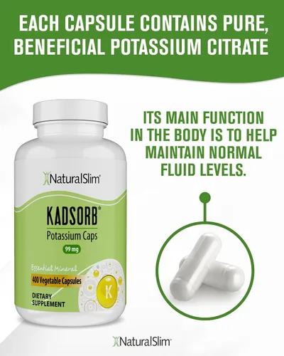 Miniatura 5 de NaturalSlim Gluconato de citrato de potasio natural 99 mg – Kadsorb apoya el equilibrio de electrolitos y el pH normal – Suplementos de potasio