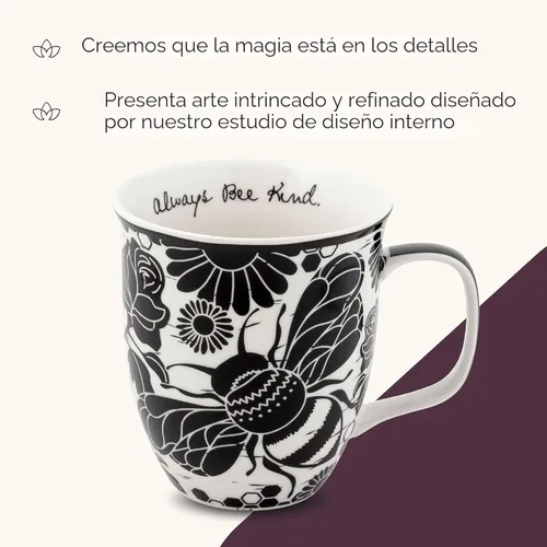 Miniatura 4 de Karma Gifts - Taza bohemia de 16 onzas, color blanco y negro, diseño de abeja, bonita taza de café y té, tazas de café de cerámica para mujeres
