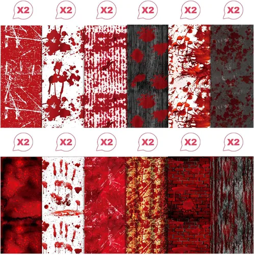 Miniatura 3 de Papel de doble cara para álbum de recortes, patrón de huellas de manos de sangre de Halloween, papel decorativo de origami de 12 pulgadas