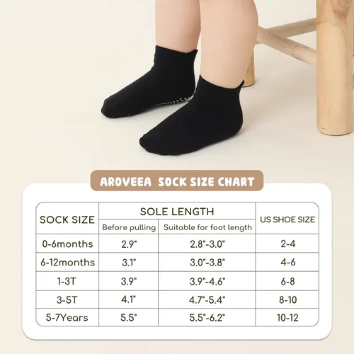 Miniatura 7 de Aroveea Calcetines de tobillo antideslizantes para bebé paquete de 12 para niños y niñas calcetines de algodón para bebés