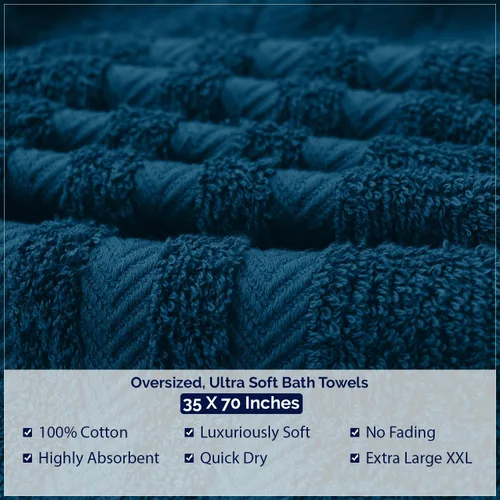 Miniatura 6 de DAN RIVER Paquete de 2 sábanas de baño de lujo 35x70, 600 GSM, toallas suaves y de secado rápido 100% algodón hilado en anillo ideal para hoteles