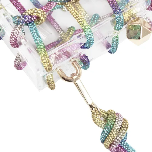 Miniatura 6 de Diamante hand Bag. Rhinestone Evening bag. Hardbodied acrylic handbag. Gift for her. Sparkling rope handbag