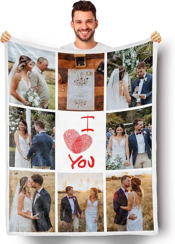 Miniatura 13 de Mantas personalizadas con fotos, manta personalizada de collage de fotos, suave, con mis propias fotos, regalos personalizados para Navidad, 2 Fotos