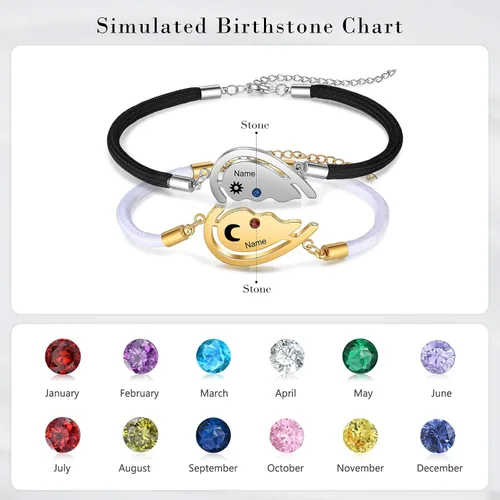 Miniatura 4 de Jewelstruck Pulseras para parejas para él y ella, pulseras personalizadas a juego para parejas, novio y novia, cumpleaños, aniversario, Navidad