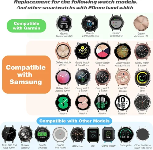 Miniatura 2 de HSWAI Correa de silicona de liberación rápida de 0.78 pulgadas compatible con Samsung Galaxy Active 2, Galaxy Watch 7/6/5/4/FE de 1.575 pulgadas, 10
