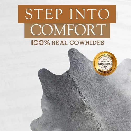 Miniatura 3 de Sunshine Cowhides Alfombra de piel de vaca 100% genuina, color gris, alfombra de estilo moderno de piel de animal y alfombra para sala de estar