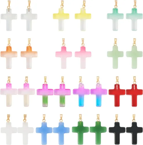 Miniatura 9 de Cheriswelry 100 colgantes de madera con cruz de crucifijo con cruz impresa, dijes de madera teñida religiosos de 32.5 a 1.319 in para hombres