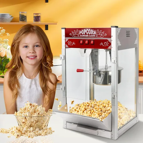 Miniatura 7 de Máquina comercial de palomitas de maíz de 16 onzas, 1440 W de acero inoxidable estilo teatro, hace 80 tazas, control de 3 interruptores, puertas