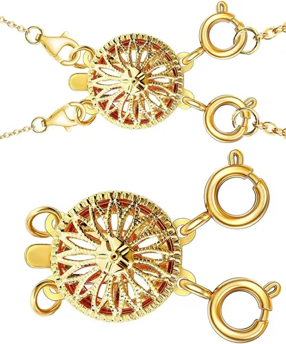 Miniatura 7 de Dailyacc Cierre de collar en capas para mujer, cierre de joyería deslizante de plata y oro de 14 quilates, conectores de pulsera