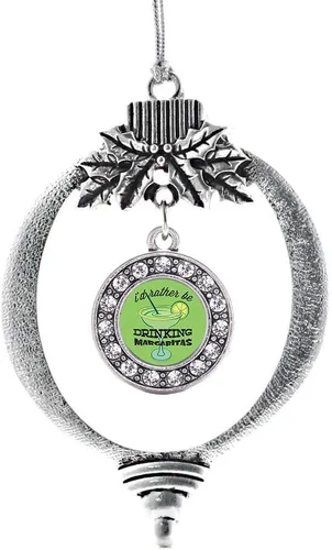 Miniatura 221 de Inspired Silver - Bonita bandera estadounidense - Adorno de Navidad plateado - Adorno de árbol de Navidad con dije circular con circonita cúbica