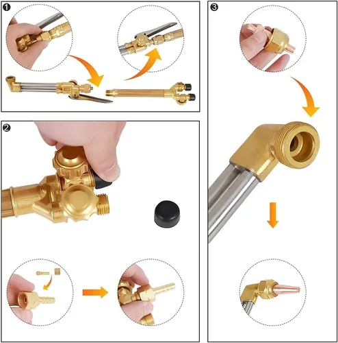 Miniatura 8 de TOAUTO Antorcha de corte resistente, antorcha de soldadura de oxígeno propano acetileno mango de llama y accesorio de corte con punta de propano