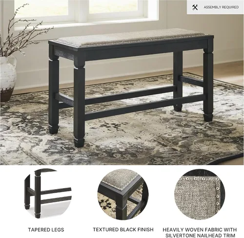 Miniatura 4 de Signature Design by Ashley Tyler Creek Urban Farmhouse - Banco de comedor tapizado con altura de mostrador, casi negro