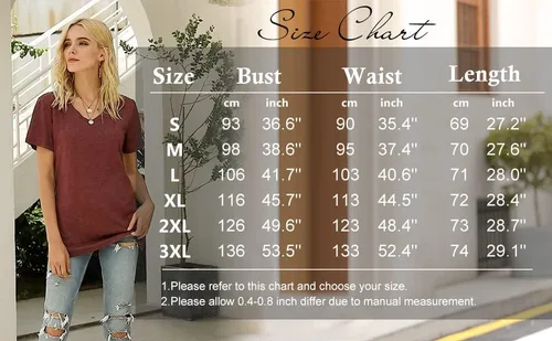 Miniatura 5 de Sipaya - Camiseta básica para mujer con manga corta, cuello en V, corte holgado y estilo casual