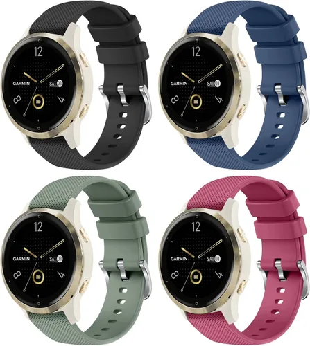 Miniatura 9 de Paquete de 4 correas de silicona de 0.709 in para Garmin Venu 3S / Vivoactive 4S / Venu 2S / Vivomove 3S, correas de repuesto deportivas suaves