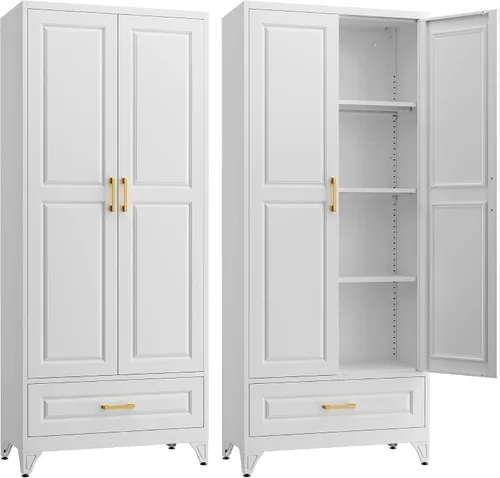 Miniatura 25 de SteeLoong - Gabinete de despensa de cocina, gabinetes de almacenamiento de despensa de metal azul de 71" con puertas y 4 estantes ajustables
