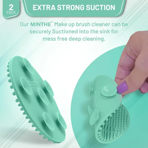 Miniatura 4 de MINTHE Alfombrilla limpiadora de brochas de maquillaje Paquete de 2 Almohadilla de limpieza de maquillaje de silicona