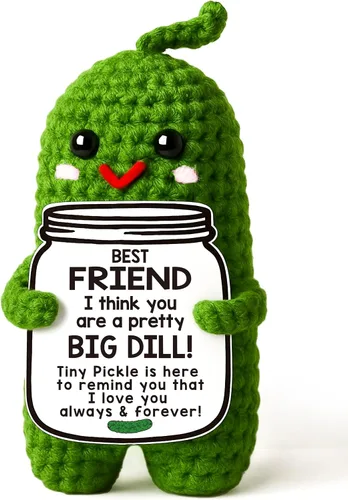 Miniatura 9 de MAMAGIFTREE Regalos de cumpleaños para el Día del Padre de parte de hija o hijo, pepinillo de ganchillo hecho a mano, regalo con texto en inglés "I