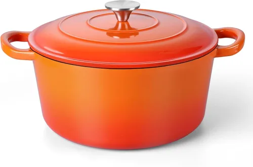 Miniatura 11 de TeamFar 6QT Horno Holandés con Tapa, Olla de Cocina de Hierro Fundido Esmaltada Antiadherente para Guisar, Hornear, Brasear, Apto para Varias Azul