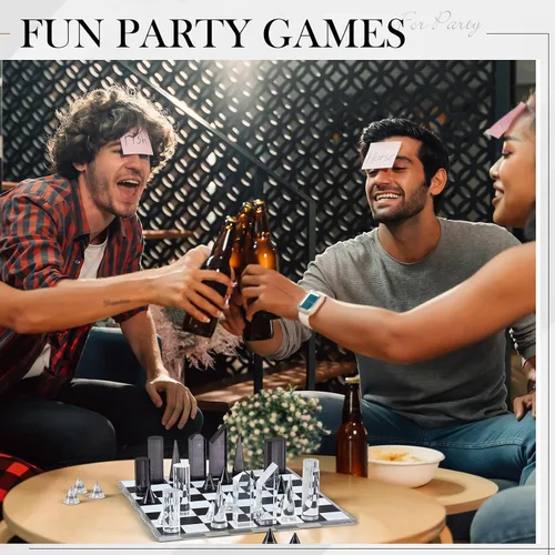 Miniatura 7 de Juego de ajedrez de acrílico VioraWhite, tablero de juego de mesa grande moderno de 11.8 x 11.8 pulgadas para adultos