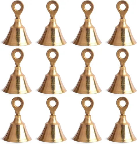 Miniatura 10 de Juego de 6 campanas de latón para colgar en el templo de Pooja Mandir, para el hogar, campanas de Navidad, decoración de árboles, artesanías