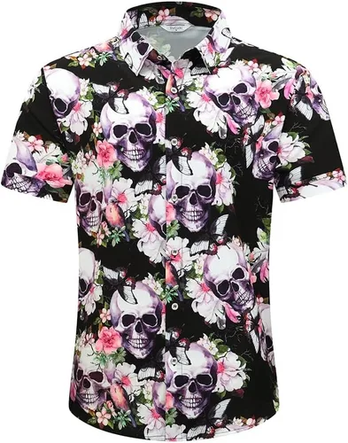 Miniatura 3 de SheLucki - Camisa hawaiana para hombre, unisex, de manga corta, con botones, para la playa y el verano, ropa casual estampada con sombra de palmas