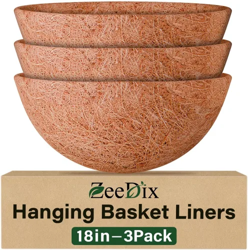 Miniatura 21 de ZeeDix Paquete de 3 forros de coco de 12 pulgadas para maceteros, revestimientos redondos para cestas colgantes 100% naturales, cesta de coco