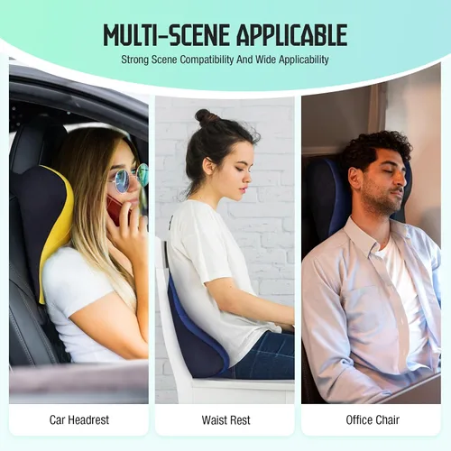 Miniatura 6 de Almohada para el Cuello del Asiento de Coche para Conducir, Almohada de Reposacabezas de Espuma Viscoelástica Suave con Correa Ajustable y Funda