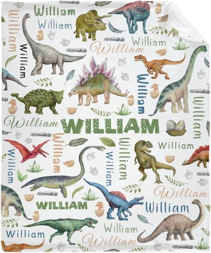 Miniatura 17 de Manta Personalizada con Nombre de Dinosaurio Regalos Personalizados Mantas de Franela Súper Suaves y Ligeras Manta para Niños, Adultos, Adecuada