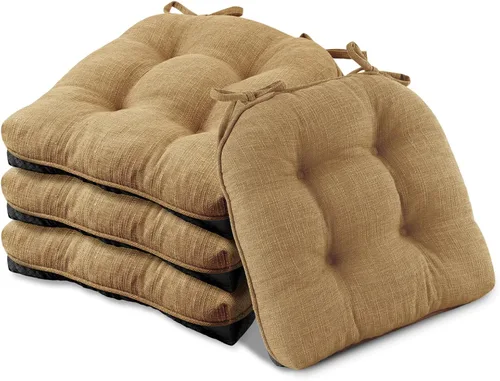 Miniatura 10 de Basic Beyond Paquete de 4 cojines para sillas de comedor, cojines para sillas de comedor con lazos y respaldo antideslizante, 15.5 x 15.5 pulgadas