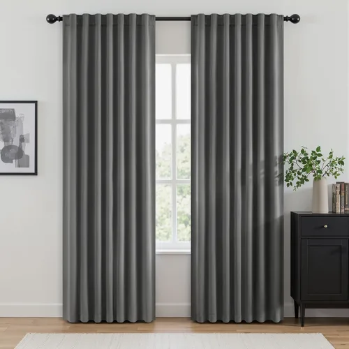 Miniatura 21 de ANRODUO Juego de 2 cortinas con bloqueo de luz del 99%, cortinas de 84 pulgadas de largo, cortinas negras para dormitorio, cortinas con aislamiento