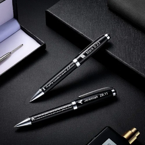 Miniatura 6 de Chinco Juego de 2 bolígrafos con versículo bíblico cristiano, regalos para pastores para hombres con caja y 2 recambios, bolígrafos inspiradores