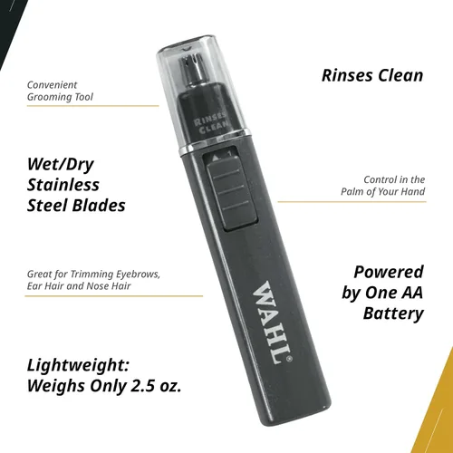 Miniatura 3 de Wahl Professional - Recortadora de nariz, hoja de acero inoxidable, funciona en húmedo o seco, funciona con pilas para peluqueros y estilistas
