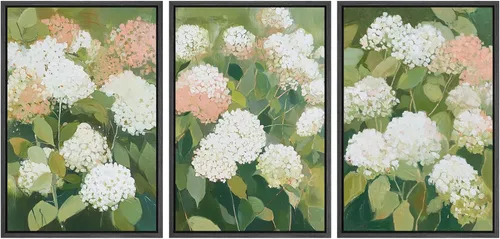Miniatura 103 de SIGNWIN Conjunto de arte de pared de lienzo enmarcado, acuarela pastel, cielo de nubes rosas, colina verde del campo, naturaleza, vida silvestre