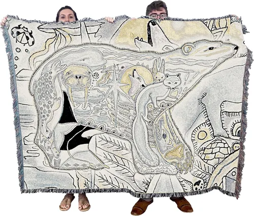 Miniatura 31 de Pure Country Weavers Sue Coccia - Manta de ovejas de cuerno grande, tótem de espíritus animales, manta de regalo tejida de algodón, fabricada