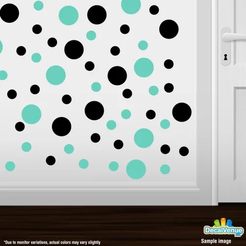 Miniatura 2 de Calcomanías de pared de vinilo negro/verde menta, círculos de 2 y 4 pulgadas (30 calcomanías)