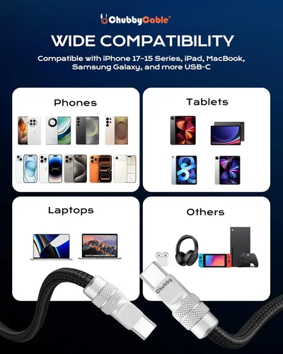 Miniatura 7 de chubbycable Curly Chubby - Cable de carga rápida USB C en espiral de 240 W, cable de carga retráctil trenzado duradero para automóvil compatible