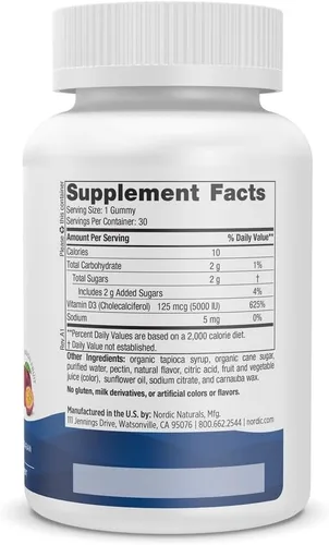 Miniatura 2 de Nordic Naturals Gomitas de vitamina D3 5000, maracuyá - 30 gomitas - Apoyo para huesos saludables, estado de ánimo y sistema inmunológico