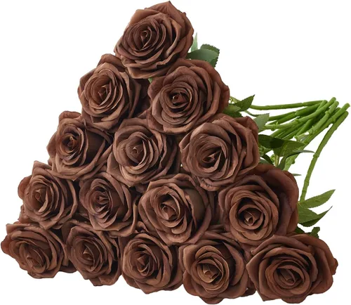 Miniatura 41 de Carlita's Blooms 15 piezas Rosas Falsas Flores Artificiales de Seda Flor Rosa Falsa Tallos Largos Ramo para Arreglo Centro de Mesa de Boda Fiesta