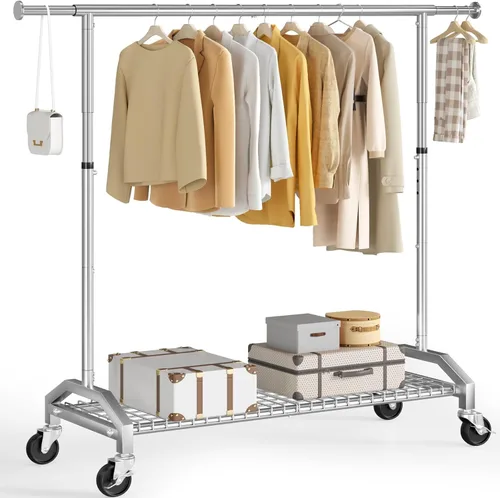 Miniatura 9 de Wiracks Perchero de Servicio Pesado para Colgar Ropa 350lbs Perchero de Ropa Ruedas Industriales de 3" 51 a 71" An x 16.53" Pr x 65" a 71" Al