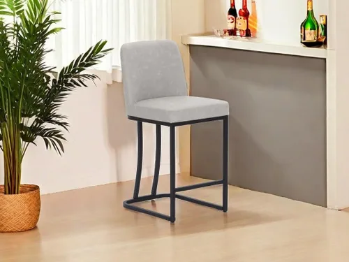 Miniatura 30 de Juego de 2 taburetes de bar de altura de mostrador de color blanco cremoso de 24 pulgadas, modernos taburetes de bar dorados con respaldo tapizado