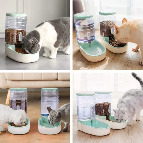 Miniatura 6 de Kacoomi Alimentador Automático para Perros y Gatos y Dispensador de Agua, Conjunto de Alimentador por Gravedad y Dispensador de Agua con Cuenco