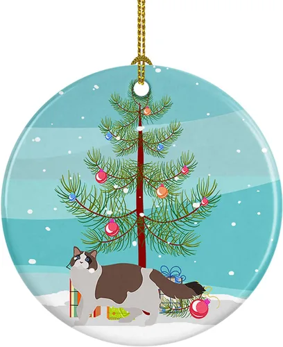 Miniatura 112 de Caroline's Treasures Adorno de cerámica con texto en inglés "Merry Christmas" para colgar en el árbol de Navidad, decoración para el hogar, Navidad